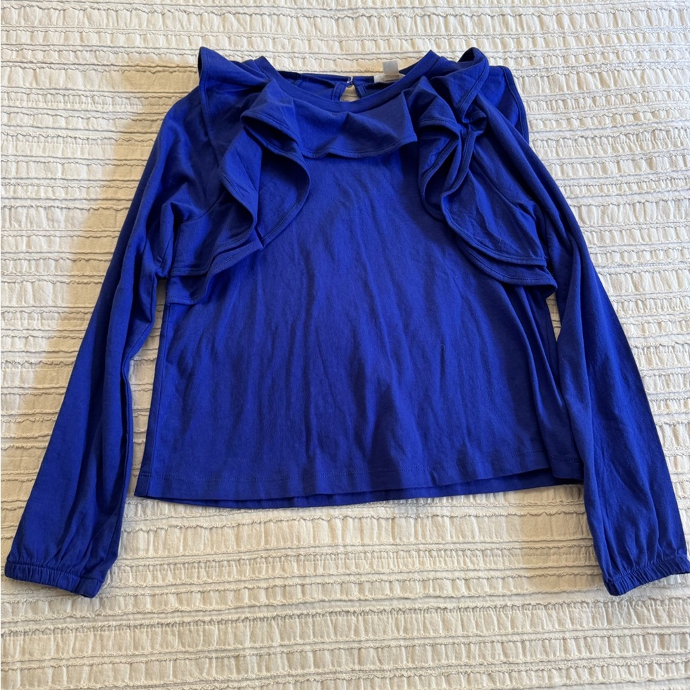 Girls Royal Blue Ruffled Top